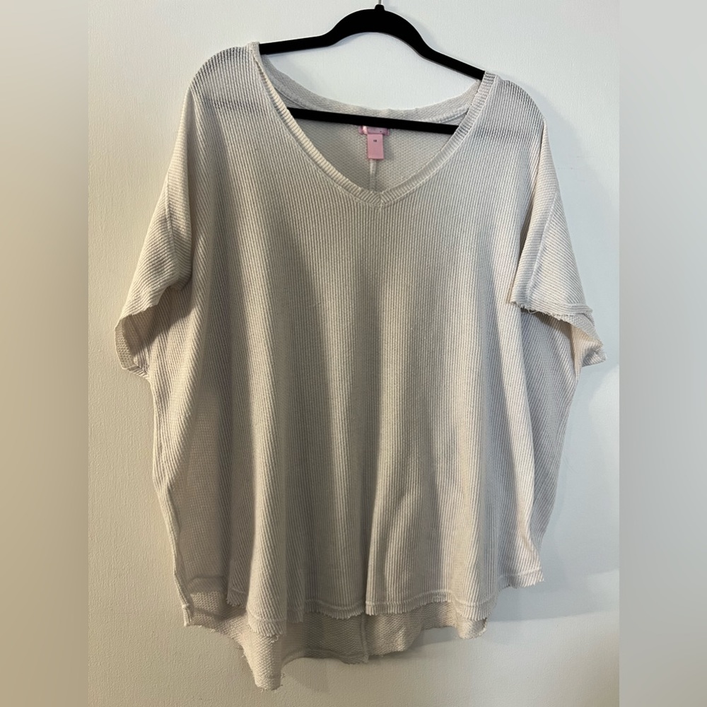 true by Rue21+ White Waffle Lounge Shirt, Size: 1X